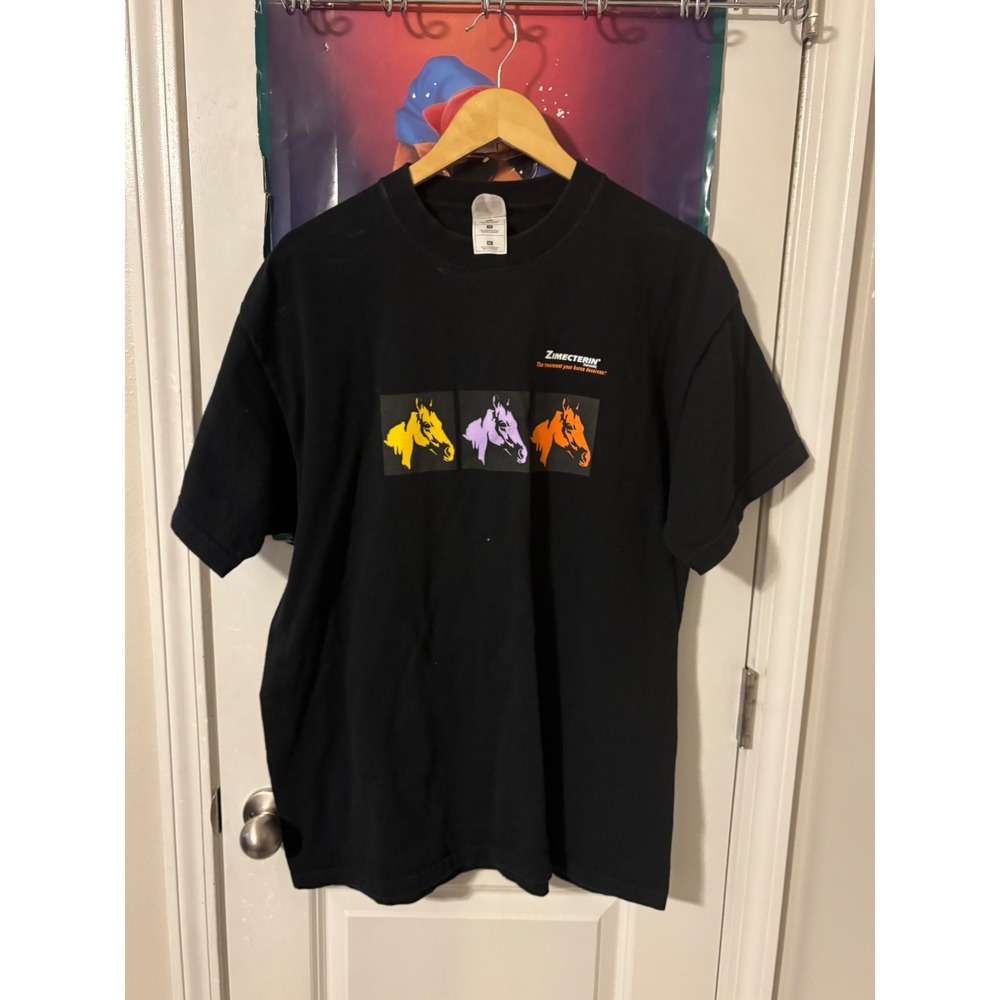 Vintage Zimecterin Horse Ivermectin Graphic T-Shirt Mens XL Black Fruit of Loom